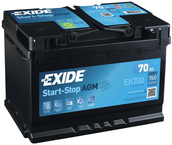Exide EK700 Start-Stop AGM 12V 70Ah 760A car battery