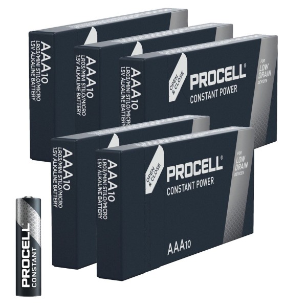 50X Bulk Pack Duracell Procell Constant AAA Alkaline Battery MN2400 1,5V