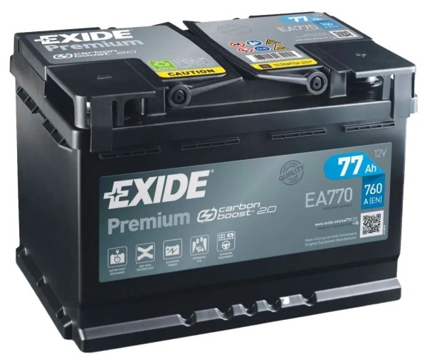 Exide 067TE Premium Carbon Boost EA770 12V 77Ah 760A 096 Starter battery