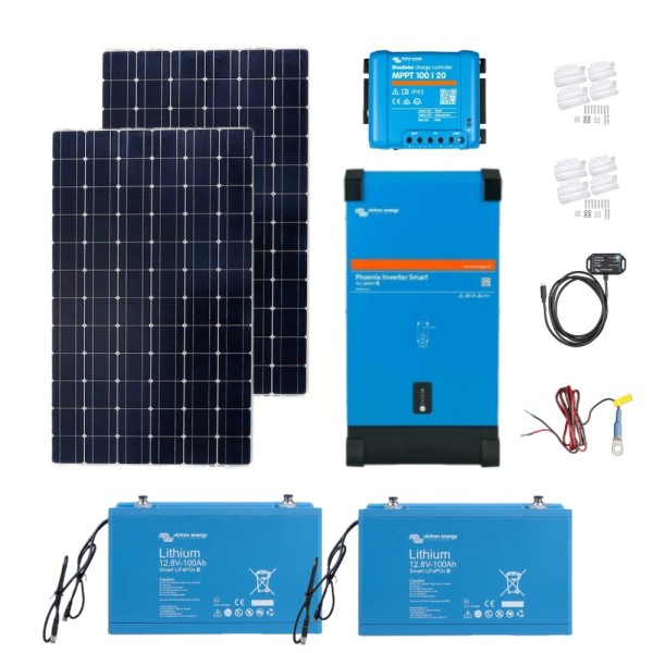 Victron Energy 350W Off-grid Solar Kit with Lithium Battery, MPPT and Inverter KIT39