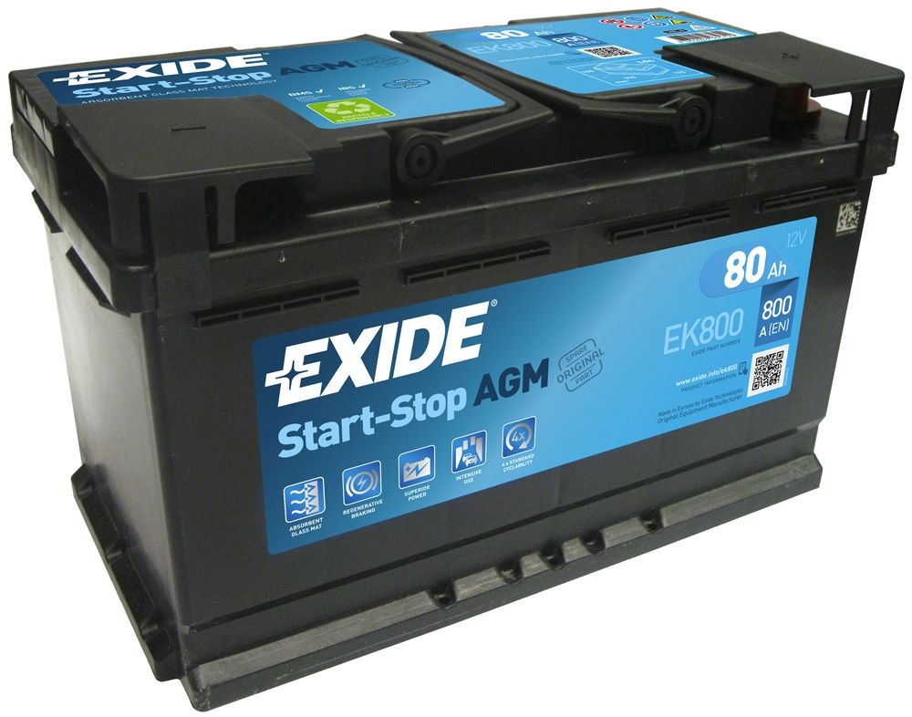 EXIDE 115 AGM CAR BATTERY 80AH 800A AGM800 EK800 Start-Stop, AGM Batteries, Batteries by Type