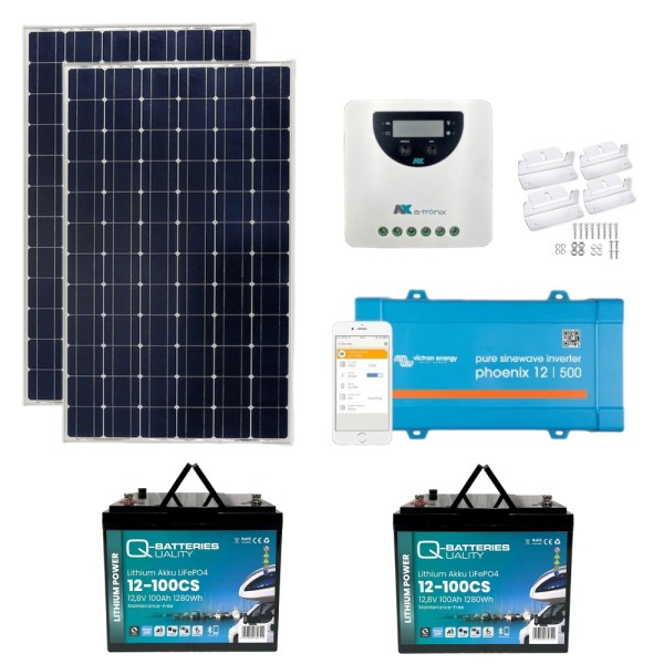 350W Off-grid Shed Solar Kit with 20A MPPT, 500W inverter and Lithium Batteries
