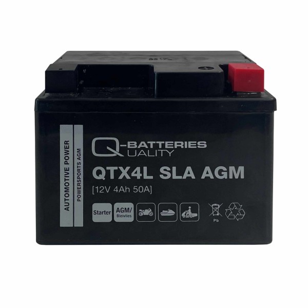 Q-Batteries QTX4L SLA AGM 12V 4Ah 50A Motorcycle Battery
